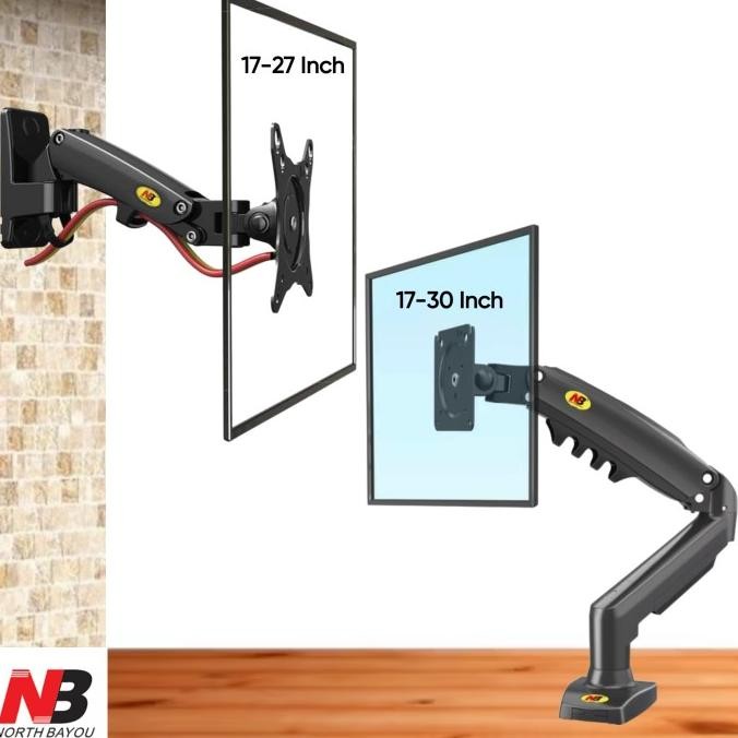 BRACKET MONITOR TV LED LCD PC KOMPUTER NORTH BAYOU NB ARM SPRING BRAKET JEPIT MEJA DINDING 1512T
