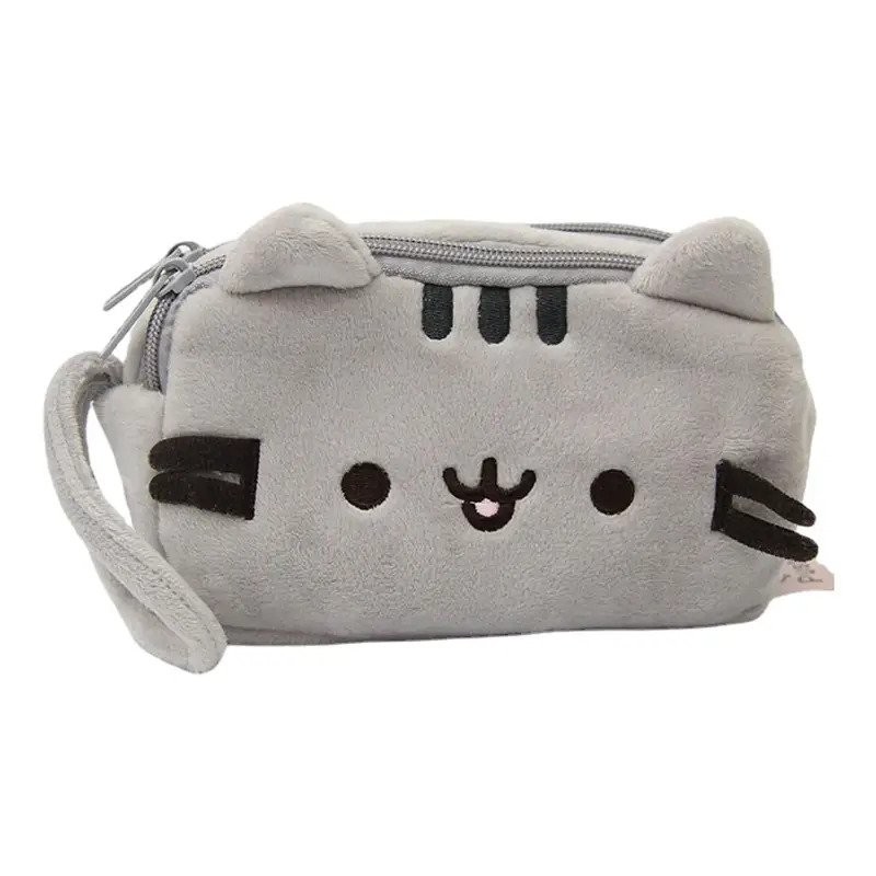 

Plush Pencil Case Cute Cat Makeup Bag Large Capacity Portable Plush Animal Stationery Storage Pouch Zipper Closure Pen Case VPDY