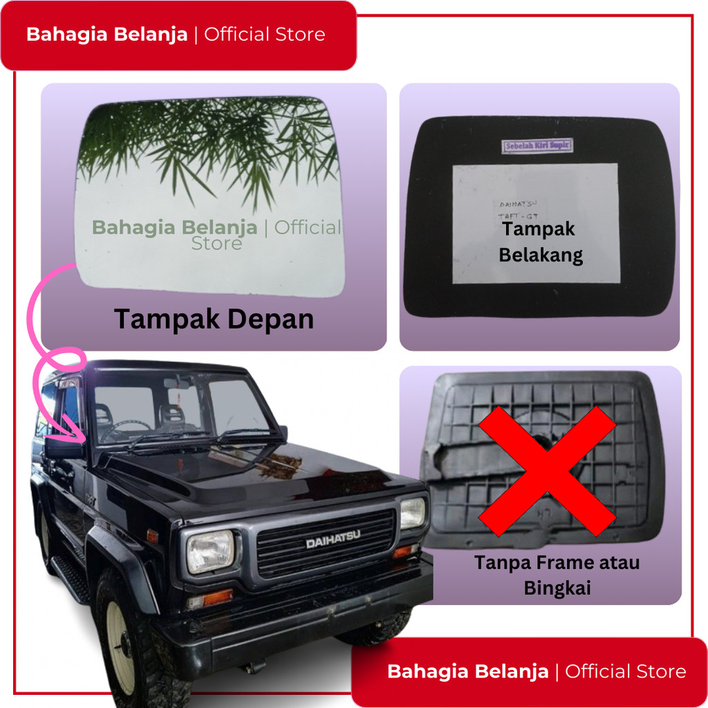Kaca Spion Daihatsu Taft GT HANYA KACA TANPA FRAME kaca spion only daihatsu taft gt kaca spion saja 