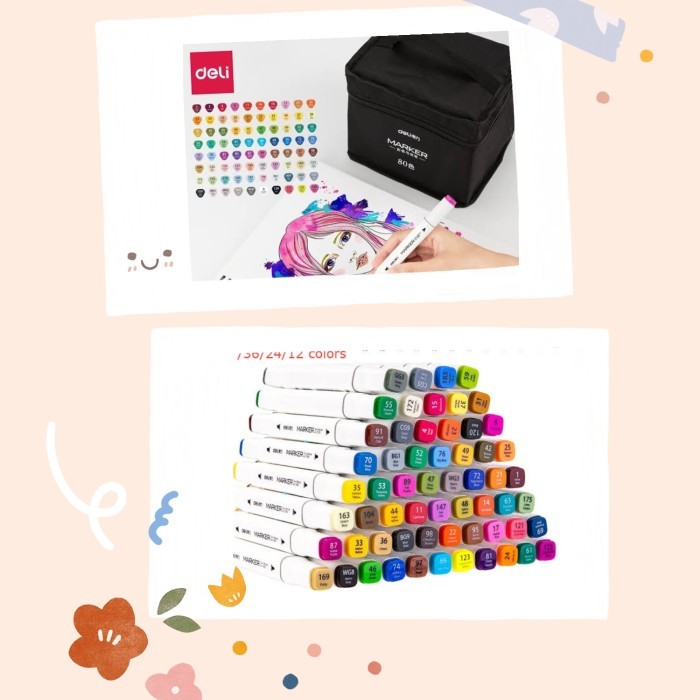 

DELI DUAL TIP SKETCH MARKER COLORING SET SPIDOL GAMBAR DALAM TAS