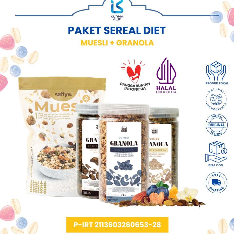 

[Oatmeal ] Muesli Safiya + Granola Timur Tengah Sereal Lengkap Nuts & Fruit