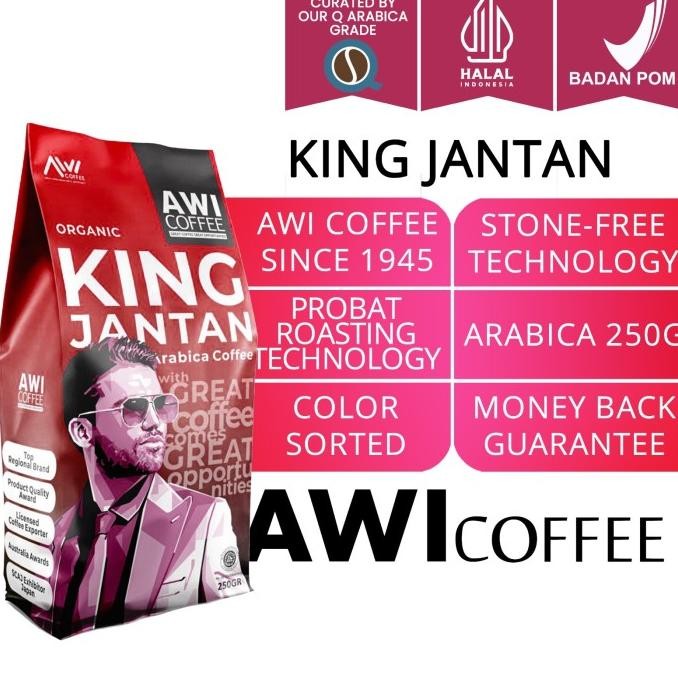 

Awi Coffee Kopi King Jantan Peaberry 250Gr Biji |Arabica |Roasted Biji