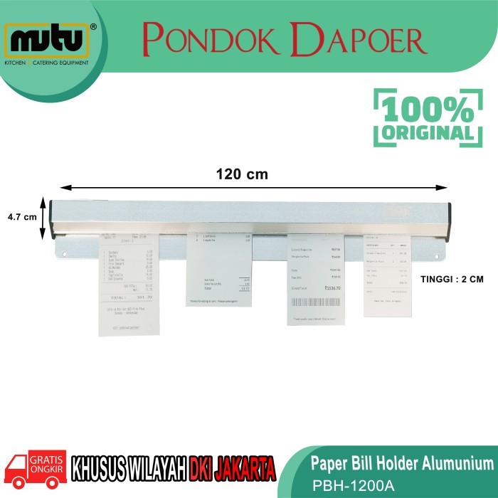 

BEBAS ONGKIR - Paper Bill / Bill Holder Alumunium Panjang 120CM- mutu PBH-1200A