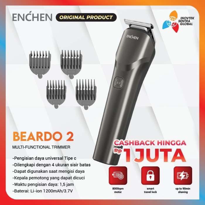 TERLARIS Enchen Beardo 2 Cordless Hair Clipper - Alat Cukur Rambut Elektrik - Beardo 2