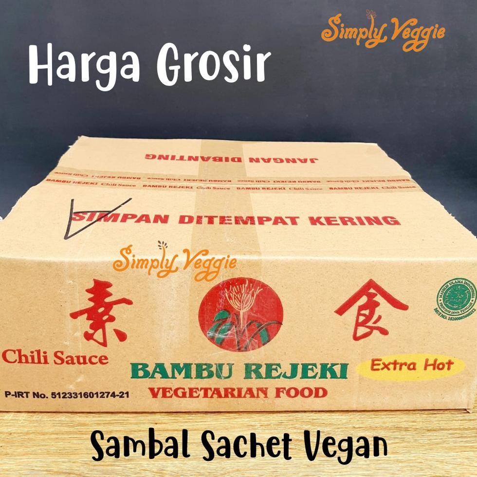 

Saus Sambal Sachet Vegetarian 1 Dus Bambu Rejeki Extra Hot Kartonan