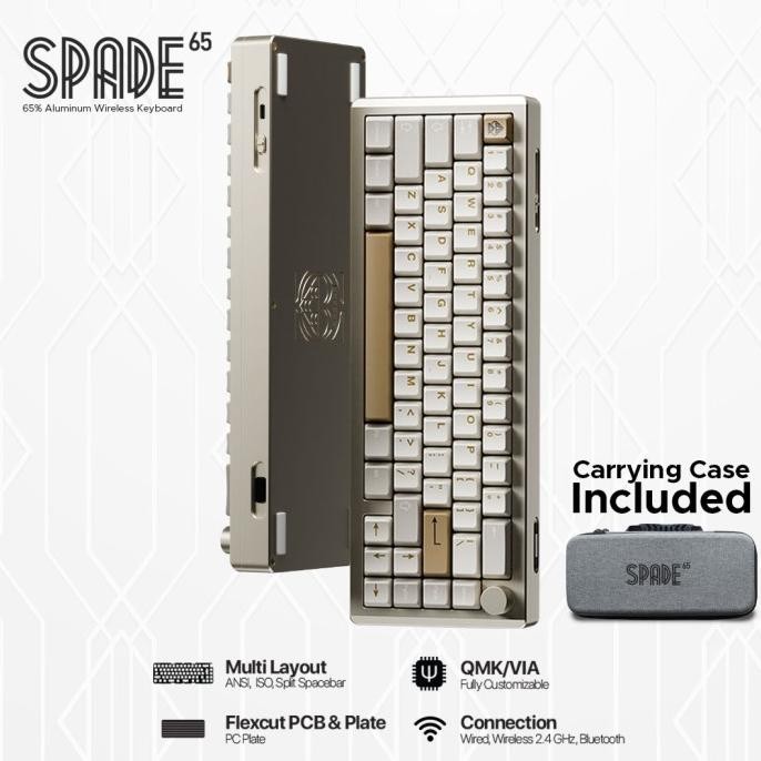 Keyboard - Noir Spade65 65% Aluminum Wireless Mechanical Keyboard Gasket Mount
