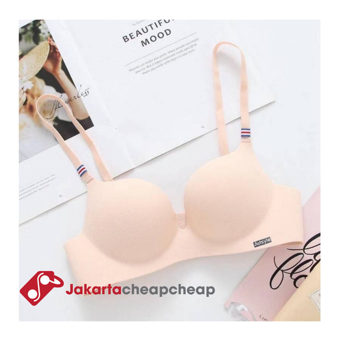 [TERBAIK DI SHOPEE] JC080 Pakaian Dalam Wanita Push up Bra Seamless No Nyeplak Tanpa Kawat - Nude, 3