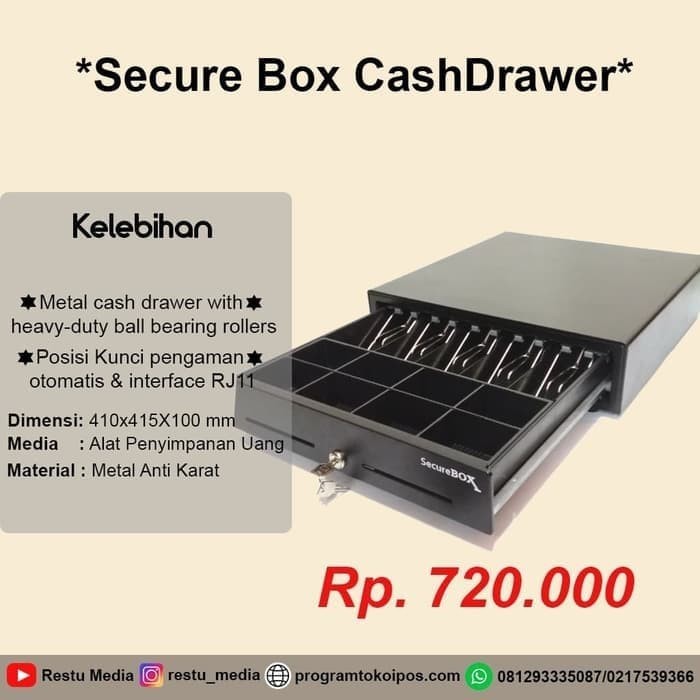 

Secure Box CashDrawer 410 Ukuran Besar