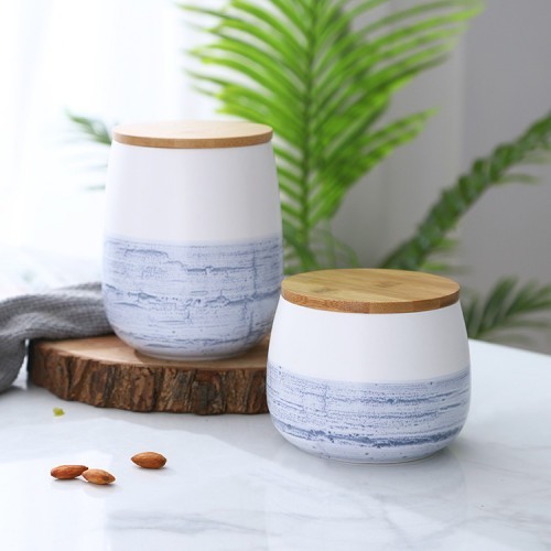 

White & Blue Cerac Food Jar - Large / Toples Bumbu & Makanan