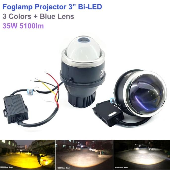 Stok Terbatas Foglamp Projector LED Projie 3 Warna Foglamp Mobil Blue Lens 3 Inch