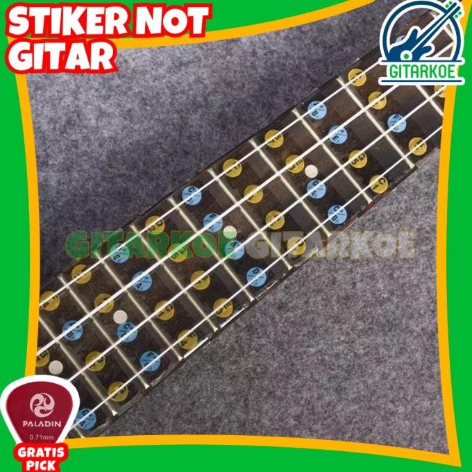 Terlaris Stiker Fret Gitar Untuk Pemula Belajar Gitar / Guitar Fretboard Note Sticker