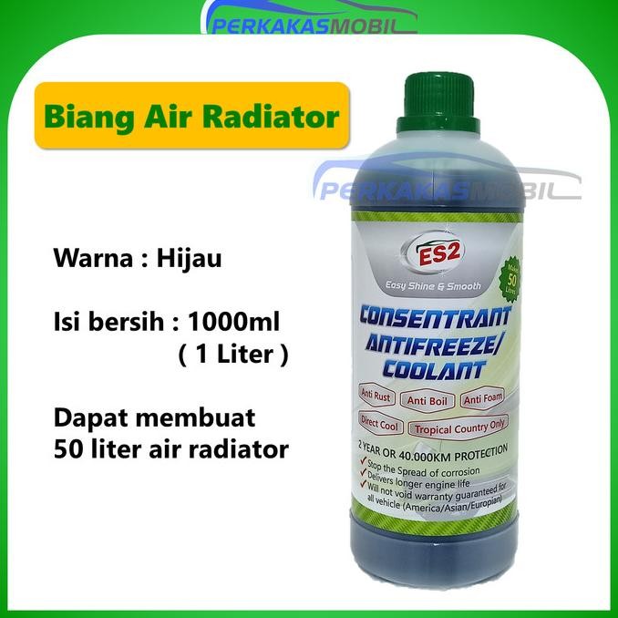 BEBAS ONGKIR - Konsentrat Biang Air Radiator Hijau ES2 isi 1 Liter 1000ml Coolant