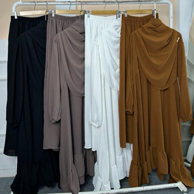 Setelan Gamis Plus Hijab Terbaru 2025 Games Khimar Setlan Gamus Kekinian Set Gamis Lebaran Baju Musl