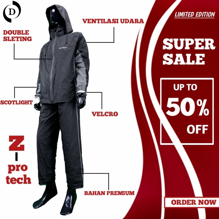 TERLARIS Jas Hujan Pria Wanita Special Touring Agile v1 Original Eiger Respiro - strip navy, M