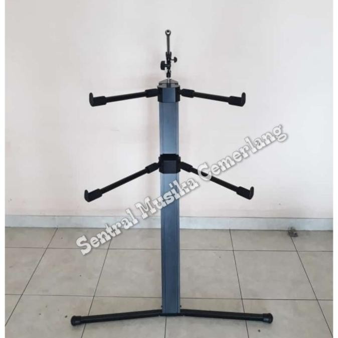 Stand Keyboard 2 Susun Tingkat with Stand Microphone Boom SHA