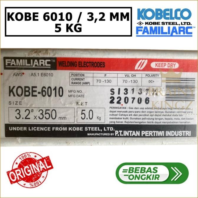 Miliki Kawat Las Kobe Steel  6010 Aws E6010 3.2Mm Familiarc 6010 3,2Mm (5 Kg)
