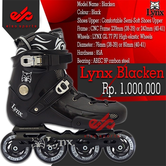 Sepatu Roda Lynx Blacken Slalom Inline Skate