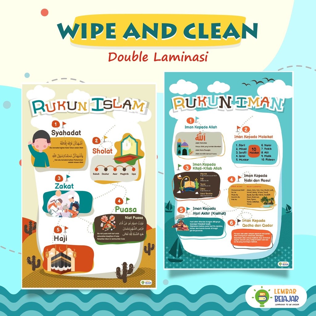 

Adaajaa [DOUBLE LAMINASI] - Poster Edukasi Rukun Iman - Poster Edukasi Rukun Islam - Poster Edukasi