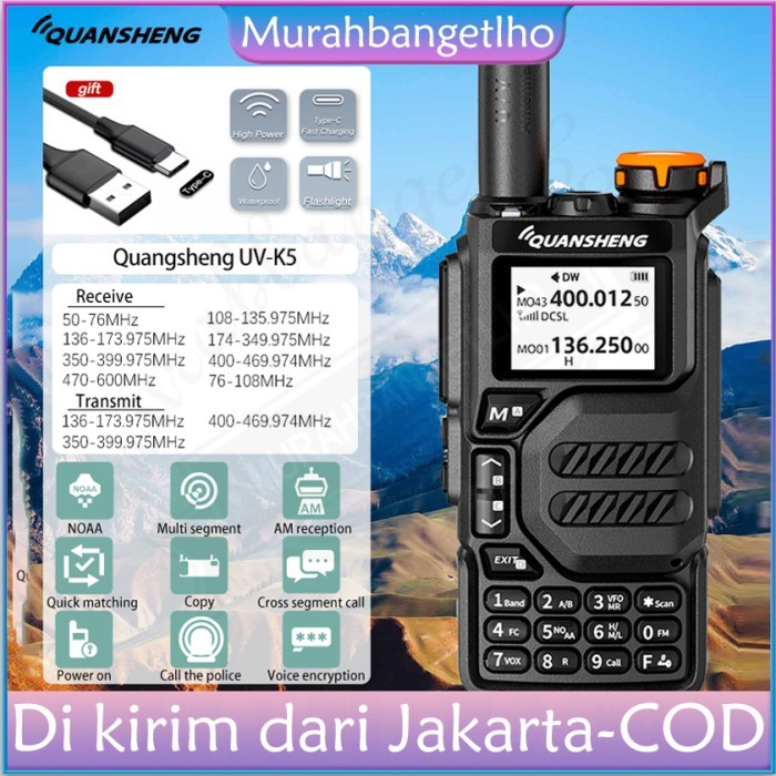 Murah Dual Band Walkie Talkie HT Quansheng UV-K5 UV K5 5 Watt