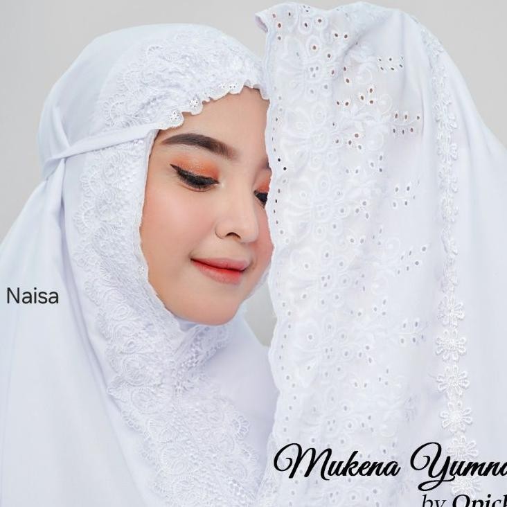 By Naisa - Mukena Dewasa Putih Polos Katun Full Renda Kd| Mukena | Mukena Yumna | Mukena Putih | Muk