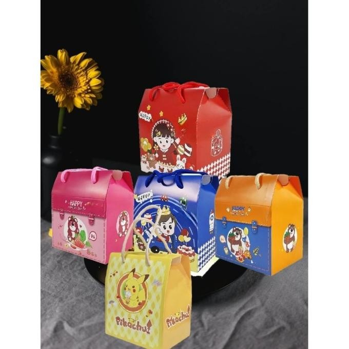 

PAPER BAG GOODIE BAG TAS SNACK SOUVENIR KADO PESTA ULANG TAHUN ANAK LOTSO PINK BEAR SWEET GIRL BOY POKEMON PIKACU