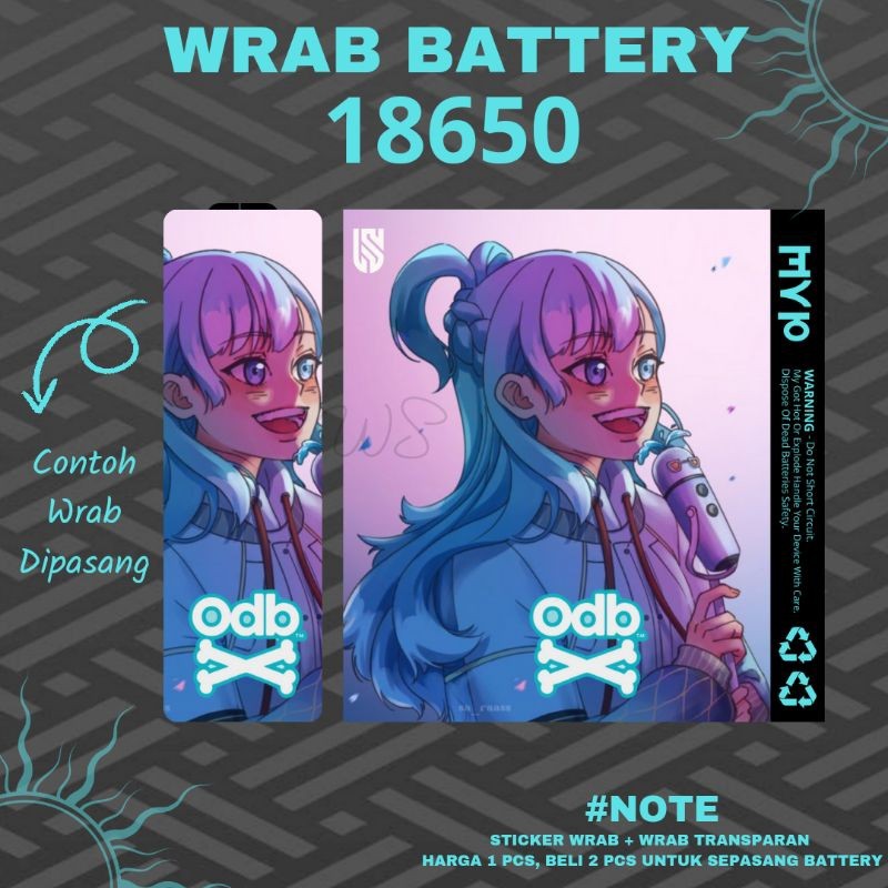 

*Fullbody* Stiker Wrap Baterai 18650 Odb Kobo Kanaeru Untuk Melindungi Batre Garskin Case/Stiker Premium Custom COD