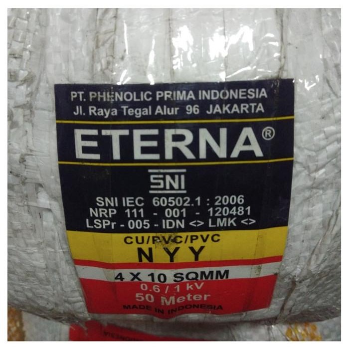 Kabel Kawat / Nyy Eterna 4X10 4 X 10 Warna Hitam @50 Meter
