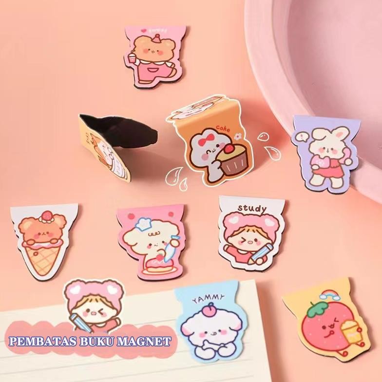 

Pembatas Buku Magnet Motif Kartun Bookmark Lucu Penada Buku
