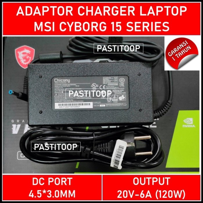 Adaptor Charger / Casan Laptop MSI Cyborg 15 A12VF 20V 6A 120W BARU