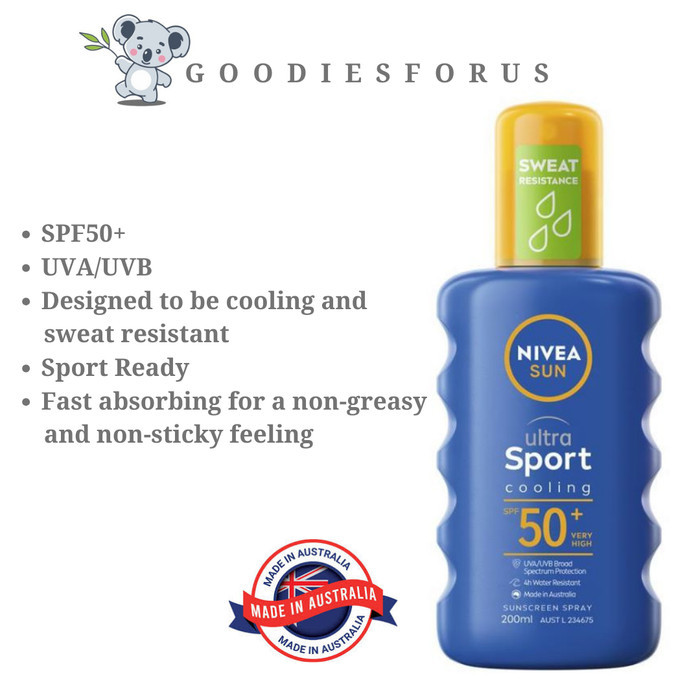 NIVEA Sun Ultra Sport Cooling SPF50+ Sunscreen Spray 200ml/SPF50UVAUVB