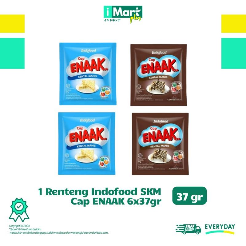 

Indofood Susu Kental Manis Cap Enaak Kemasan Sachet 37gr - Putih & Coklat - Air, Kentang tiga sapi kental Bahan Baking Dessert Milk Puding Etawa Selai Suplemen Wijen Ramuan