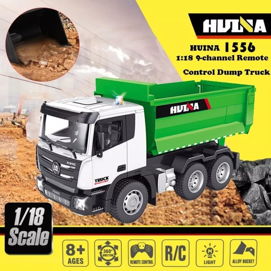 RC HUINA 1556 Skala 1/18 Mobil Traktor 9Ch Model Truk Sampah Murah