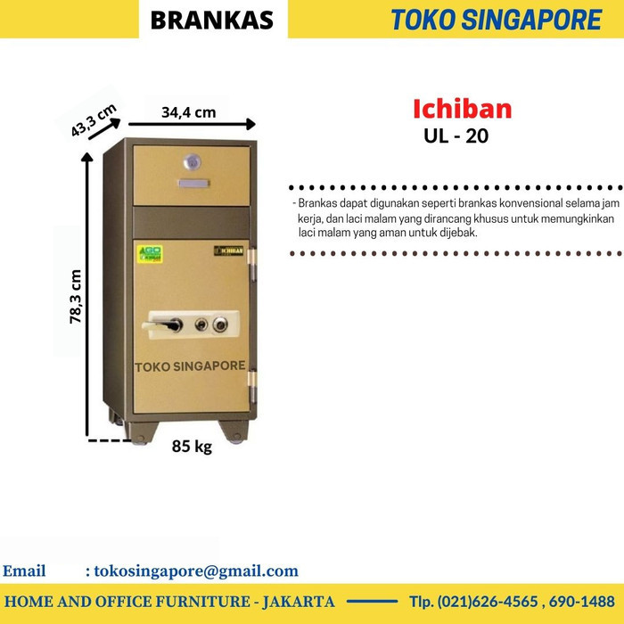 Brankas Drop Safe Celengan Ichiban UL-20 ; Cocok untuk hotel, restoran, rumah ibadah, pom bensin,