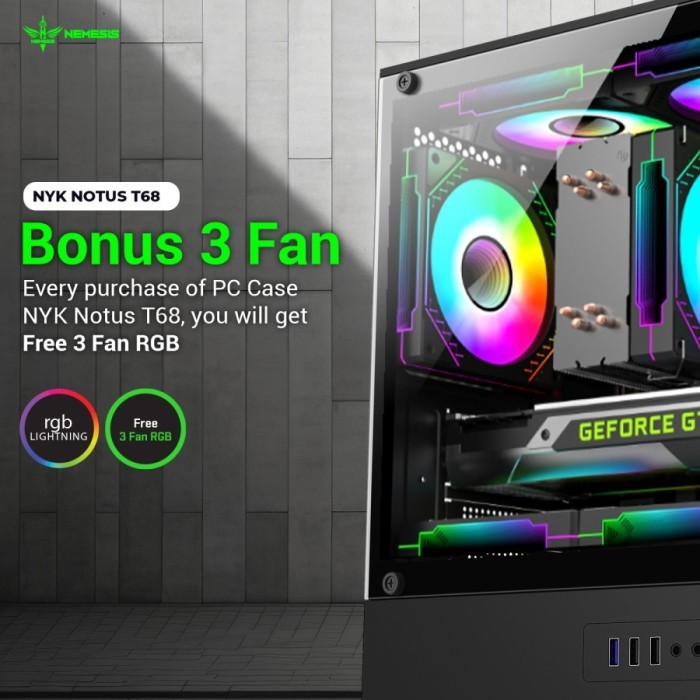 Casing PC Gaming Aqua Case NYK T68 Notus Case Gaming Good Quality