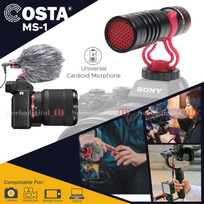 Costa Ms-1 Cardiodid Microphone Shotgun For Dslr,Video,Android
