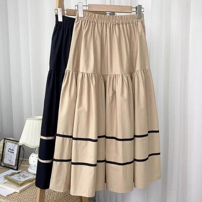Midi Flare Skirt Rok Payung Panjang Bahan Wollycrepe