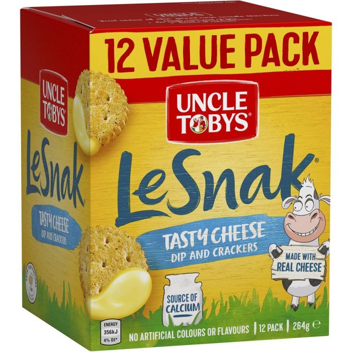

Uncle Tobys Le Snak Tasty Cheese Dip & Crackers 12 Pack - Australia