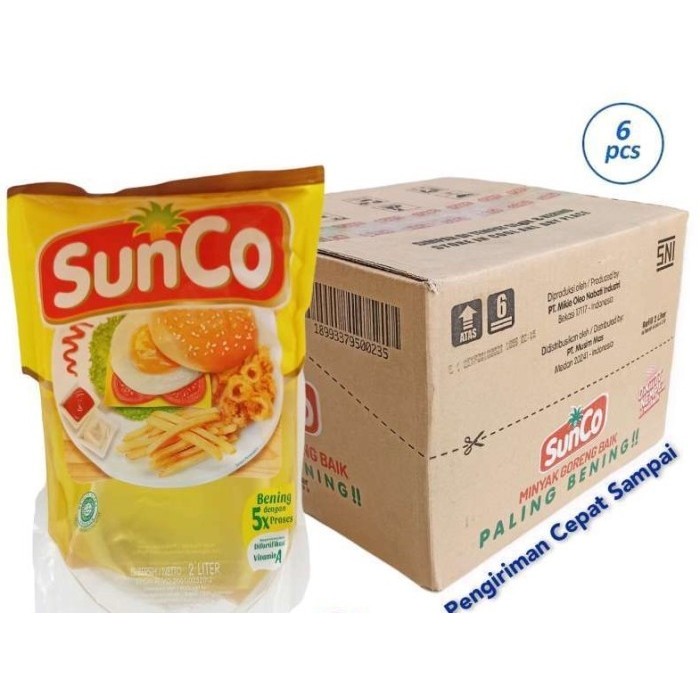 

Minyak Goreng SUNCO 2000mL 1 Dus Isi 6pcs @2L