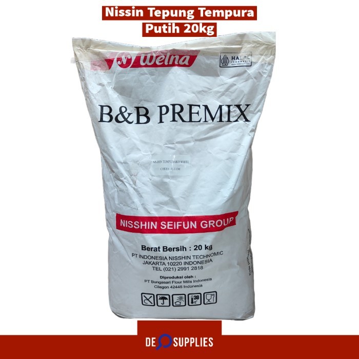 

Nissin Tempurako White 20kg - Tepung Tempura Nisshin B&B Premix Halal