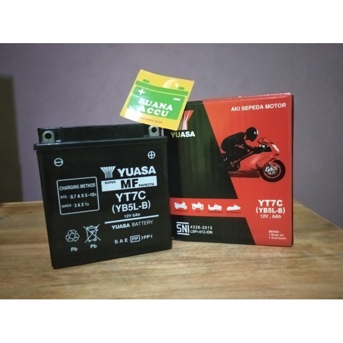 Yuasa Yt7C Yb5Lb Mf Aki Motor 12 Volt 5 Ampere Accu Kering