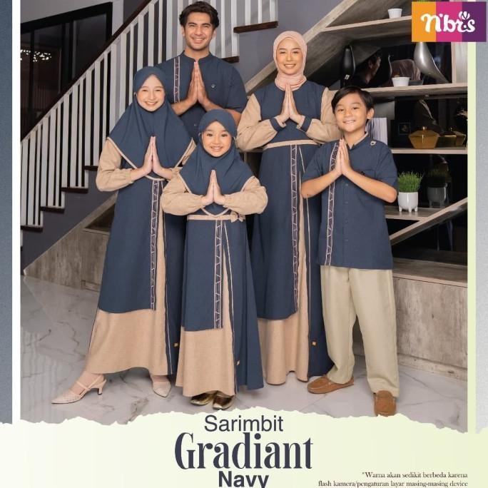 Baju Couple Keluarga + Nibras Sarimbit Gradiant Navy + Family Set Ori 2112