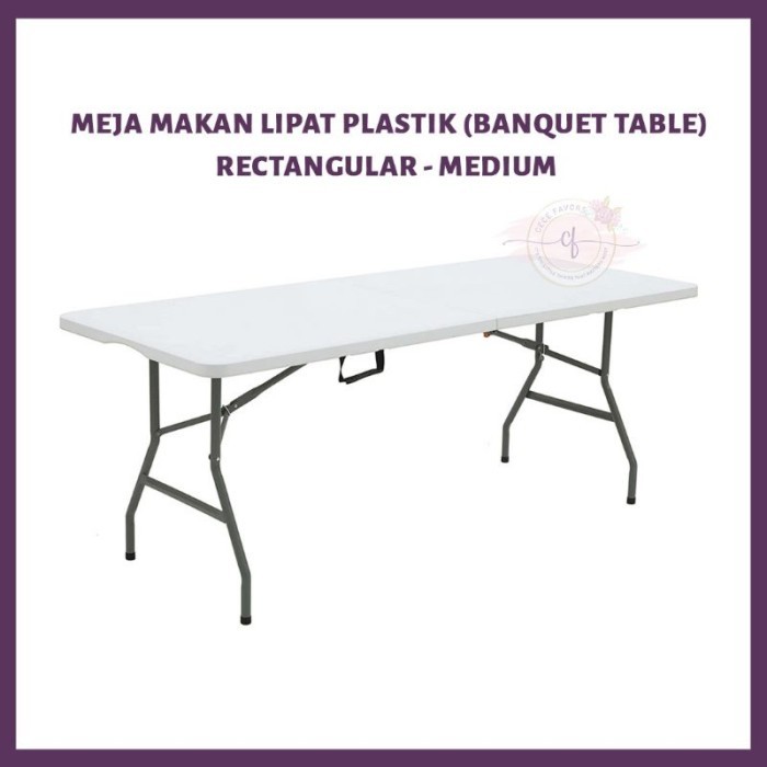 Buruan beli] Meja Makan Lipat Plastik Serbaguna Persegi Panjang 183cm