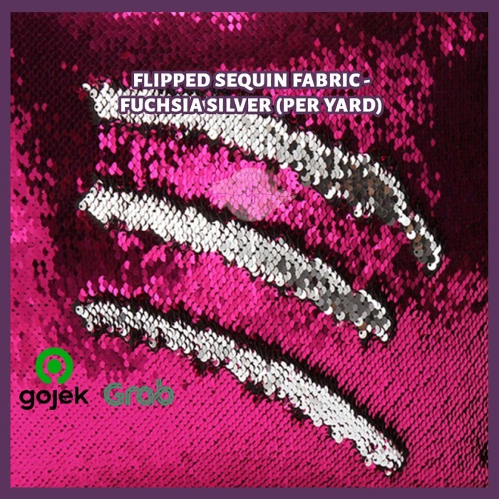 Kualitas terbaik] Kain Sequin Flipped Sequin Fabric - Fuchsia Silver
