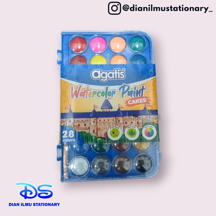 

<<<<<] watercolor cakes cat air padat agatis 28 warna