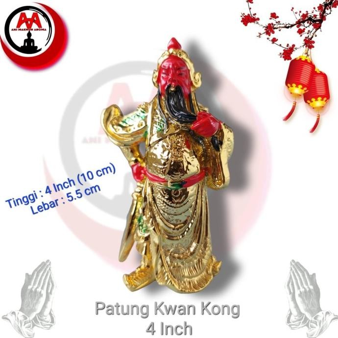 Patung Pajangan Dewa Kwan Kong Emas 4 Inch ( 10 Cm)