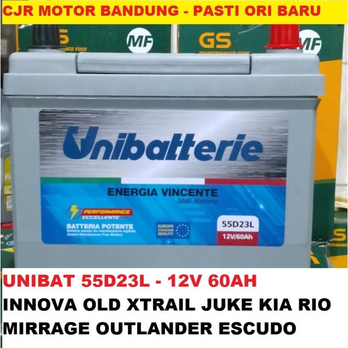 Unibat Aki Kering 55D23L Aki Mobil Innova Old Xtrail Mirrage Juke Rio