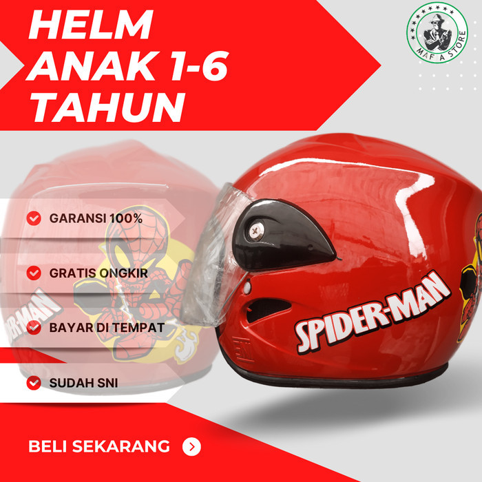 HELM ANAK BALITA SNI KARAKTER SPIDERMAN CEWEK COWOK LAKI-LAKI PEREMPUA
