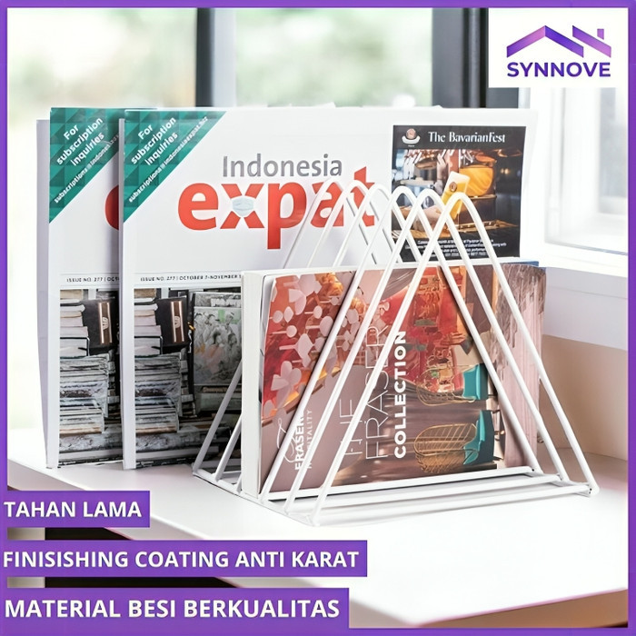 

Andra - Pembatas Book End Buku Penyangga Sekat Triangle Book Holder Buku Besi