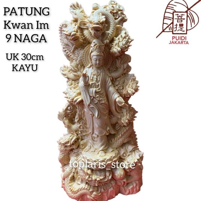 Ready Patung Dewi Kwan Im 9 Naga Kayu