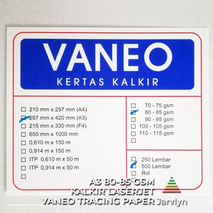 

VANEO - Kertas Kalkir Tracing Paper A3 80-85 Gsm